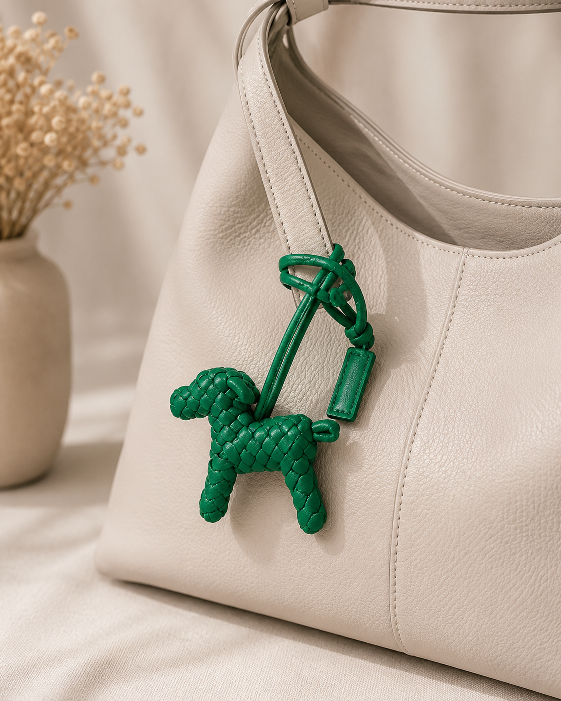 Knotted Dog Taschenanhänger - green