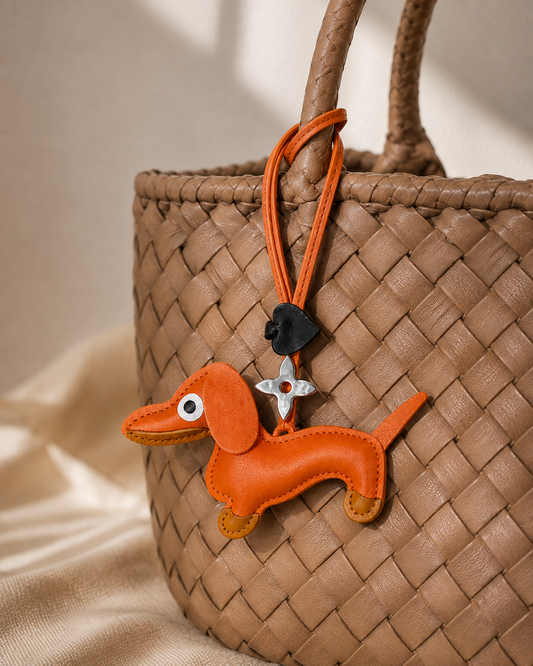 Dackel Taschenanhänger Edelweiß - orange