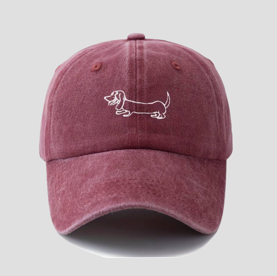 Baseball-Cap mit Dackel Stickerei - Bordeaux