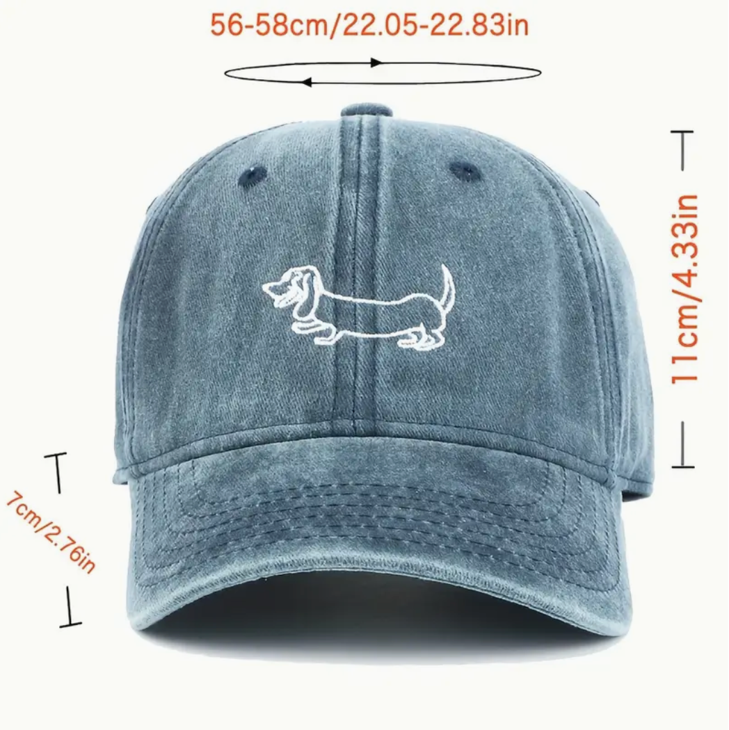 Baseball-Cap mit Dackel Stickerei - blau