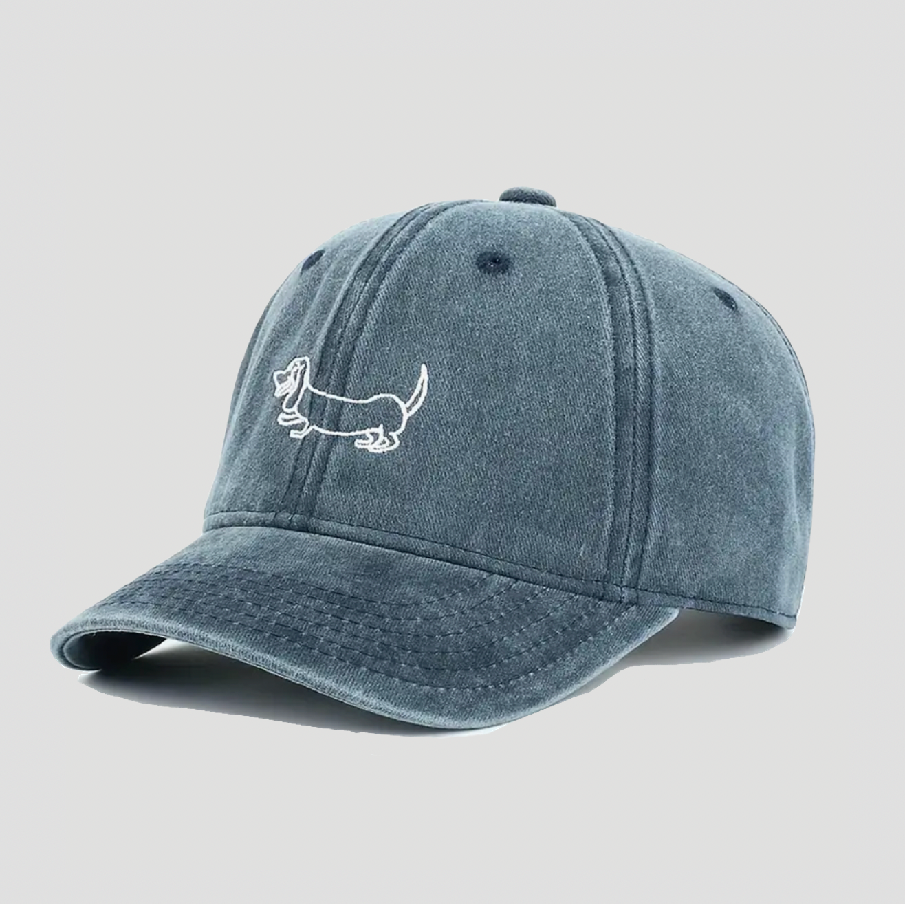Baseball-Cap mit Dackel Stickerei - blau