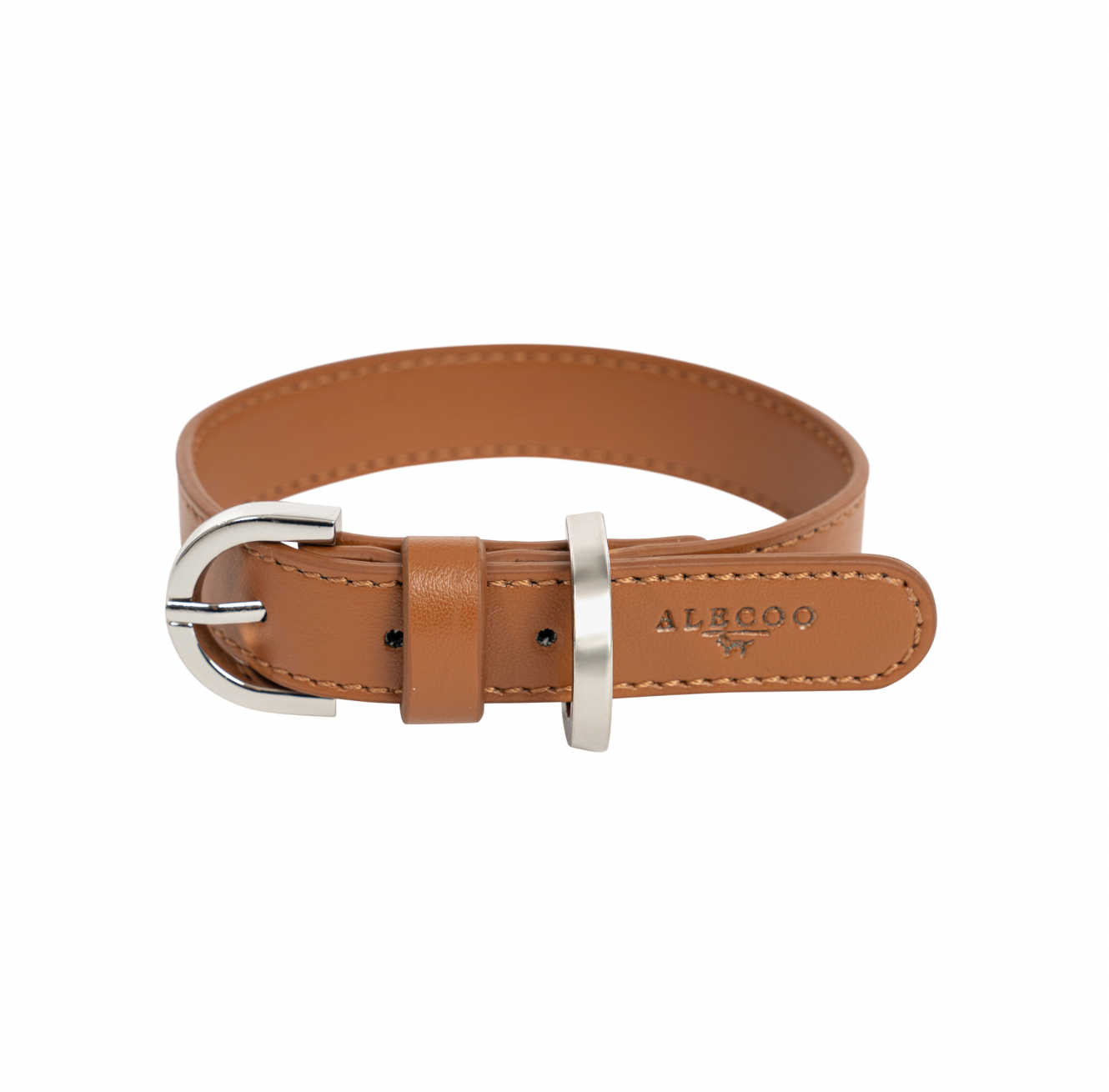 Hundehalsband Classy cognac - silber