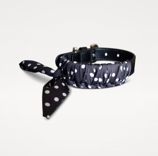 Dog collar Twilly Polka Dots - black
