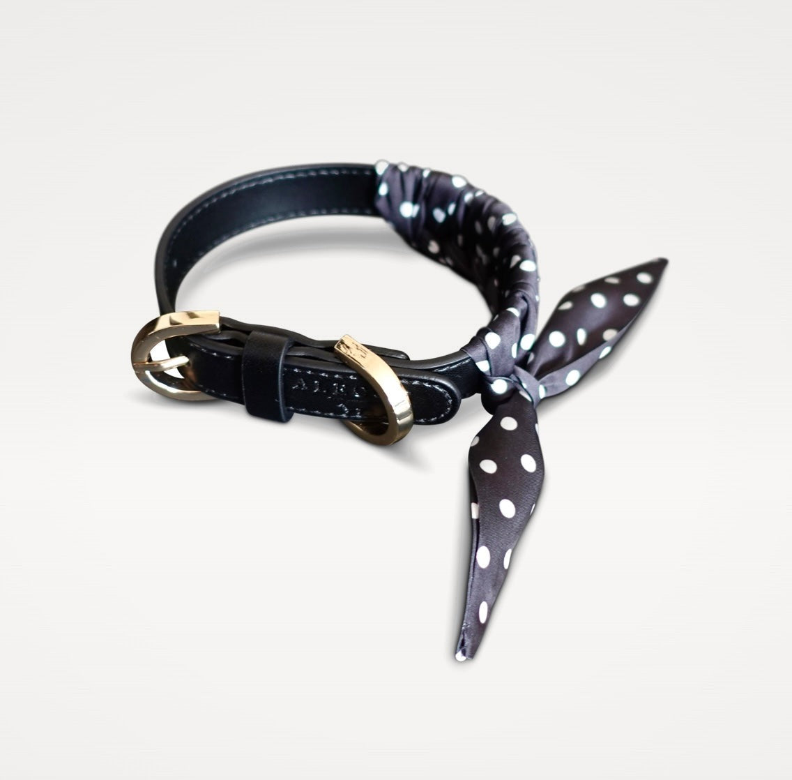 Dog collar Twilly Polka Dots - black