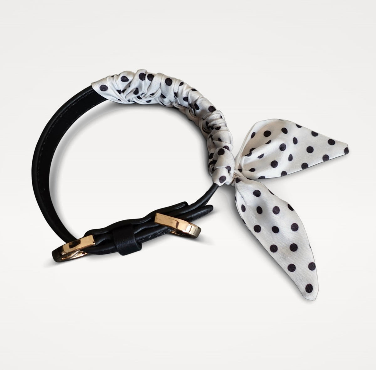 Dog collar Twilly Polka Dots - white