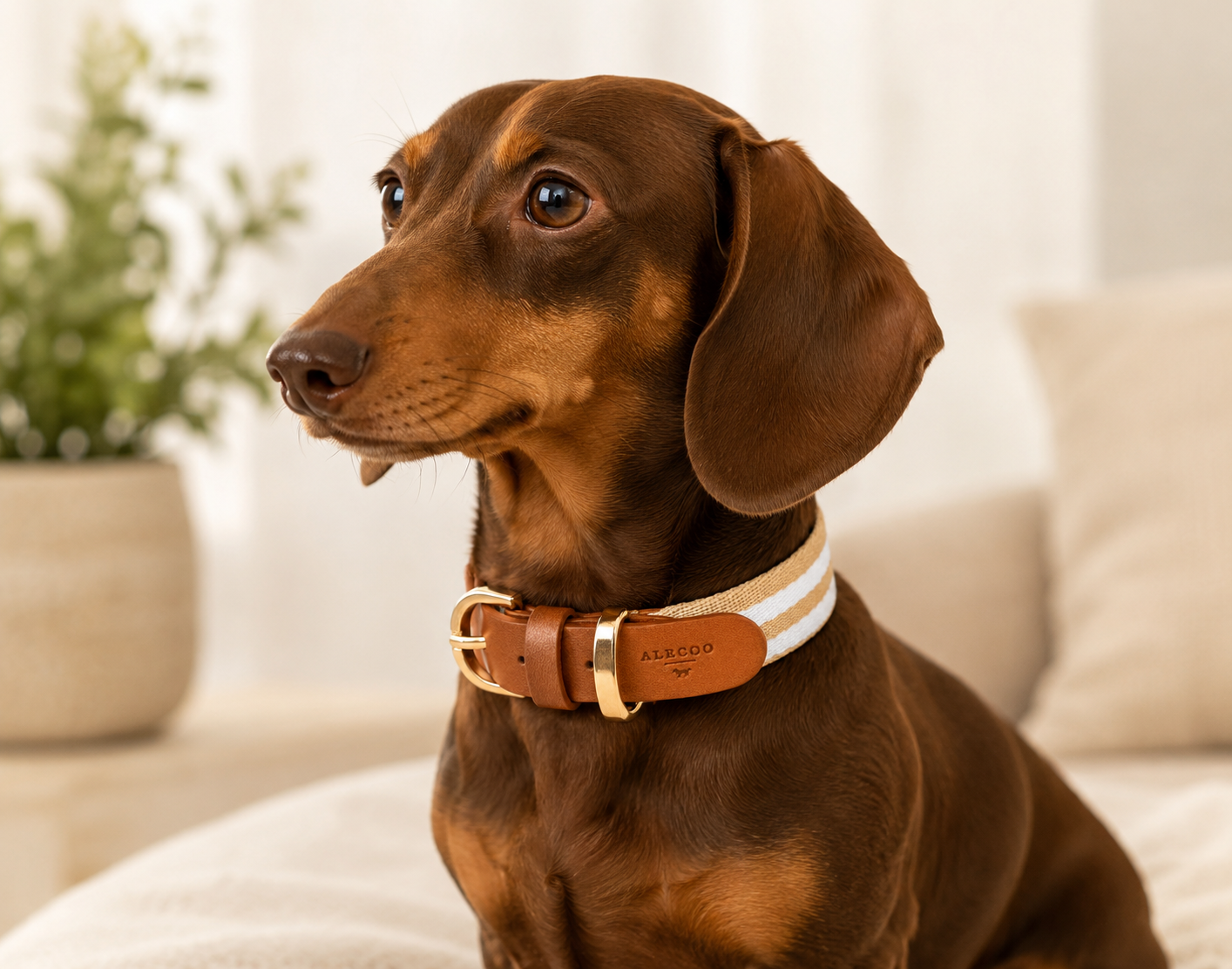 Hundehalsband STRIPES - beige