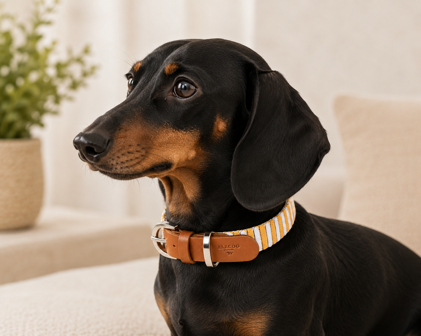 Hundehalsband STRIPES - yellow