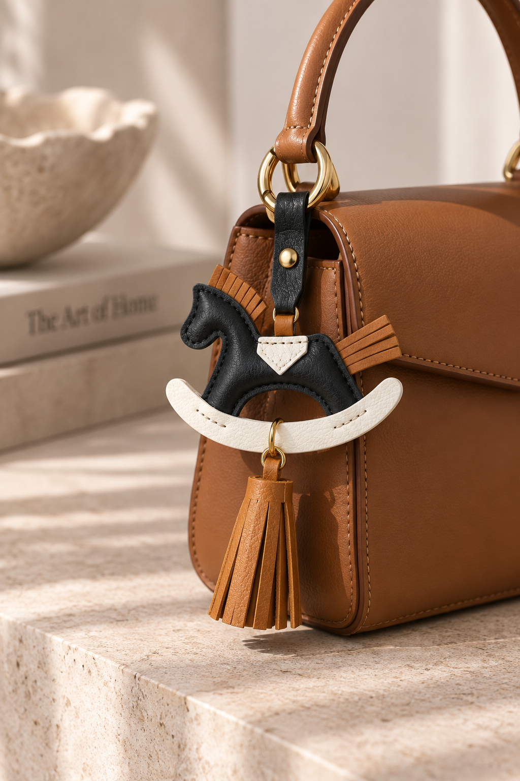 Taschenanhänger Schaukelpferd an Handtasche