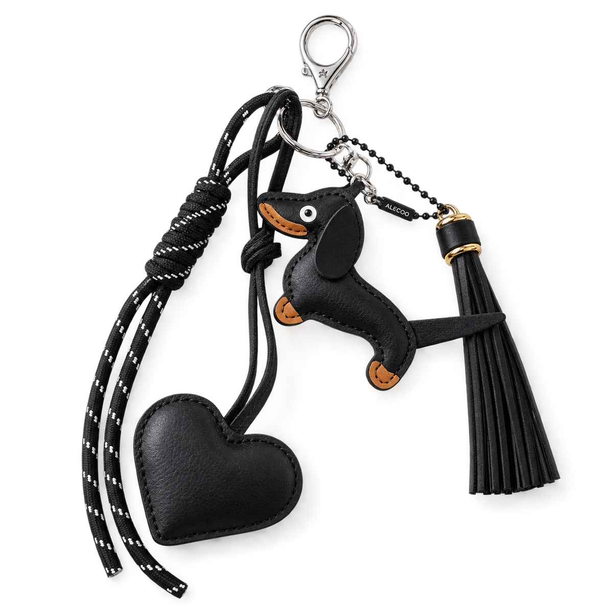 Dackel Taschenanhänger Heart in Schwarz