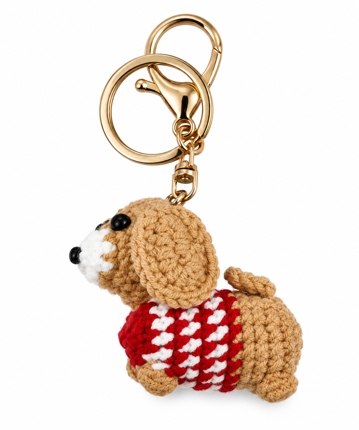 Gehäkelter Dackel Schlüsselanhänger in Beige
