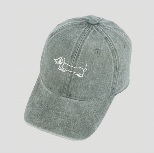 Baseball-Cap mit Dackel Stickerei - grau