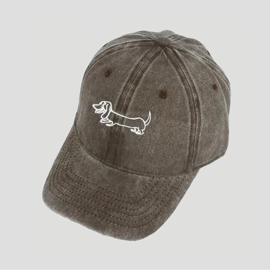 Baseball-Cap mit Dackel Stickerei - Kaffee