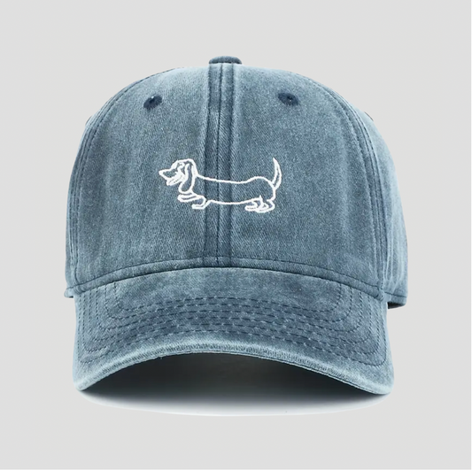 Baseball-Cap mit Dackel Stickerei - blau