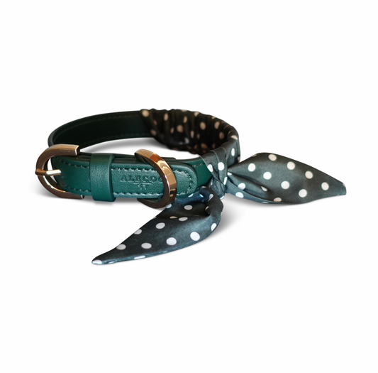 Hundehalsband Twilly Polka Dots - dark green