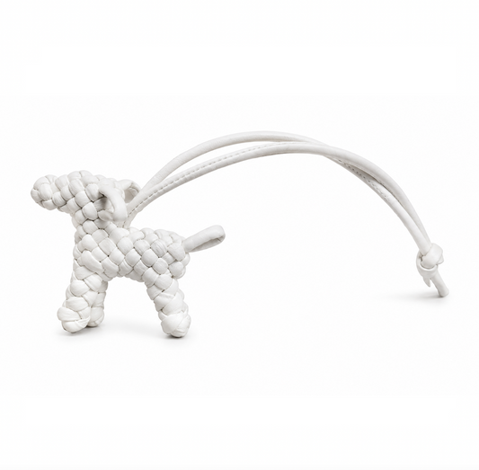 Knotted Dog Taschenanhänger - white