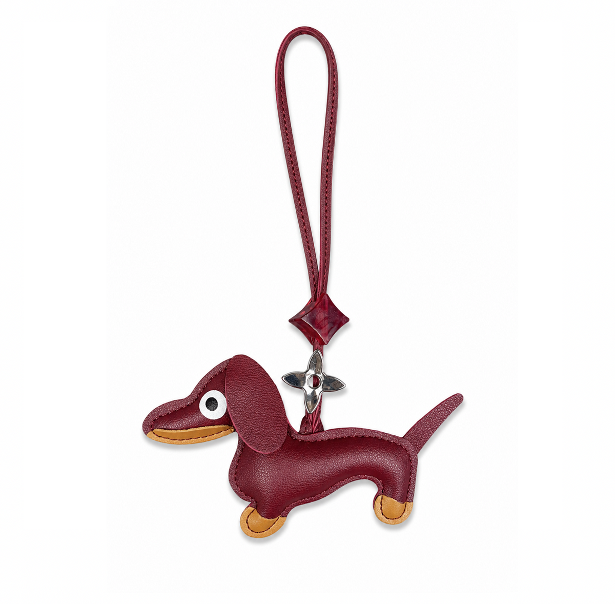 Dackel Taschenanhänger Edelweiß - Bordeaux