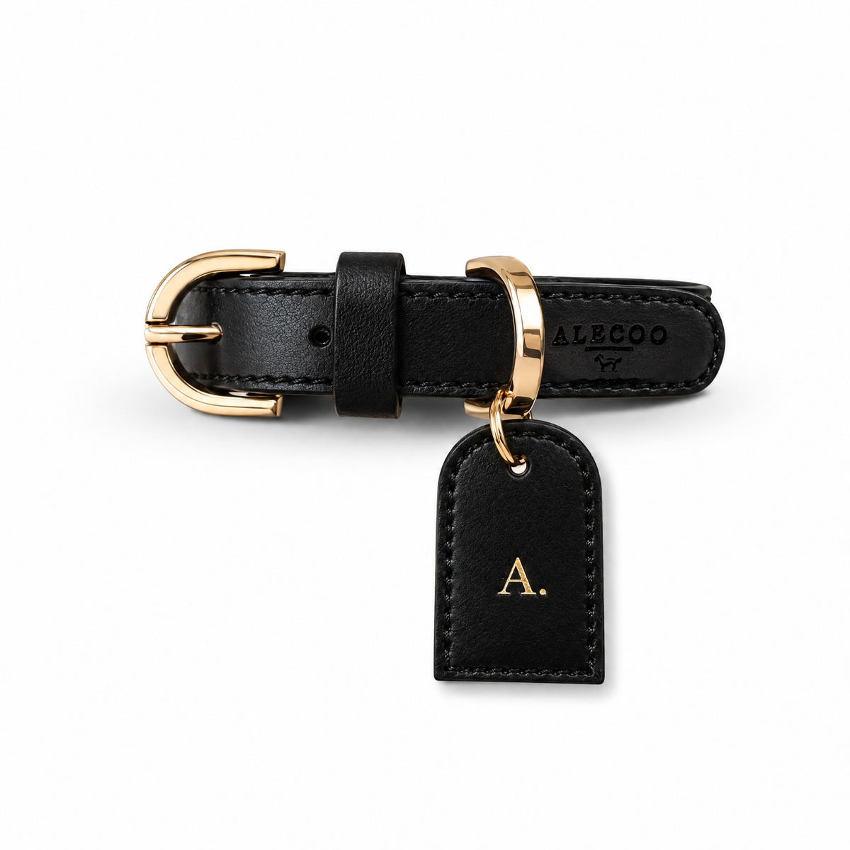 Buchstaben Tag Classy black von ALECOO am Hundehalsband Classy black