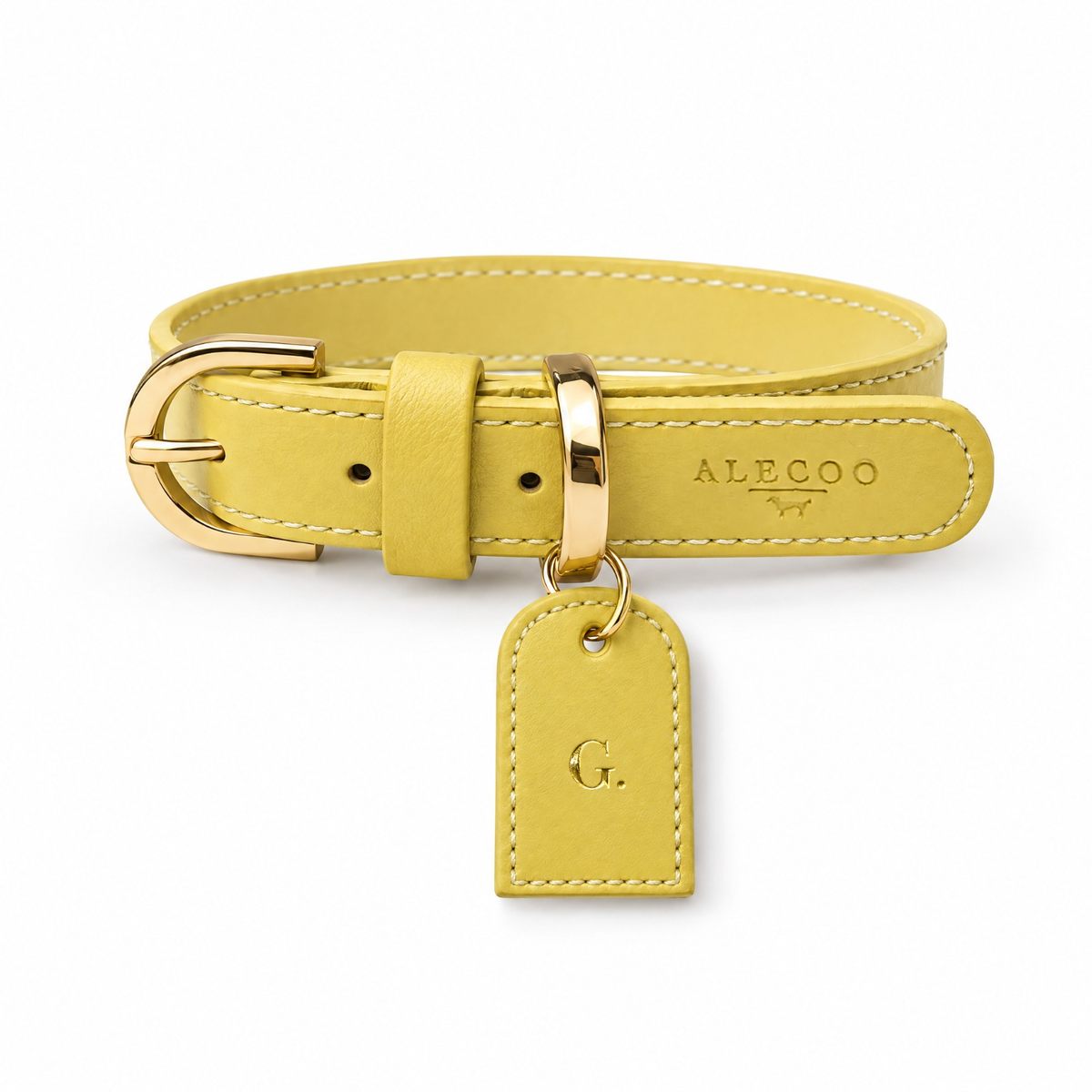 Buchstaben Tag Classy butter yellow von ALECOO am Hundehalsband Classy butter yellow