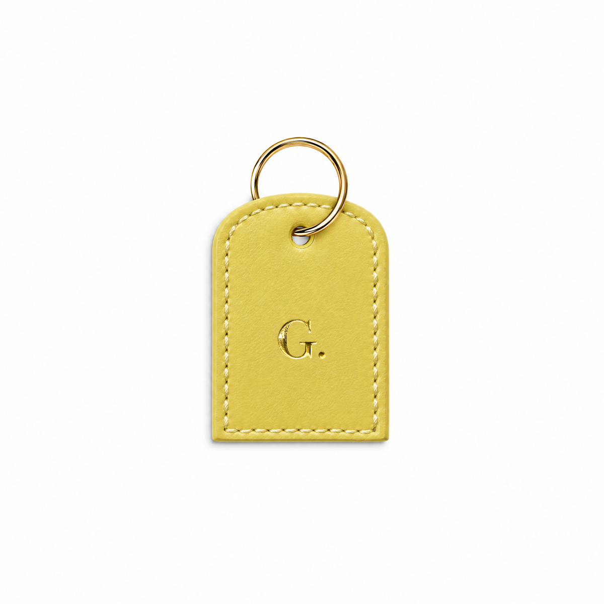 Buchstaben Tag Classy butter yellow von ALECOO, Buchstabe in Goldfolie, goldener Ring