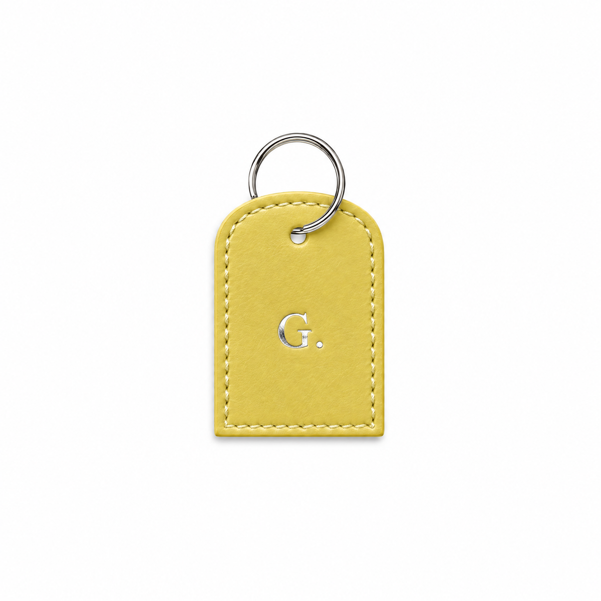 Buchstaben Tag Classy butter yellow von ALECOO, Buchstabe in Silberfolie, silberner Ring