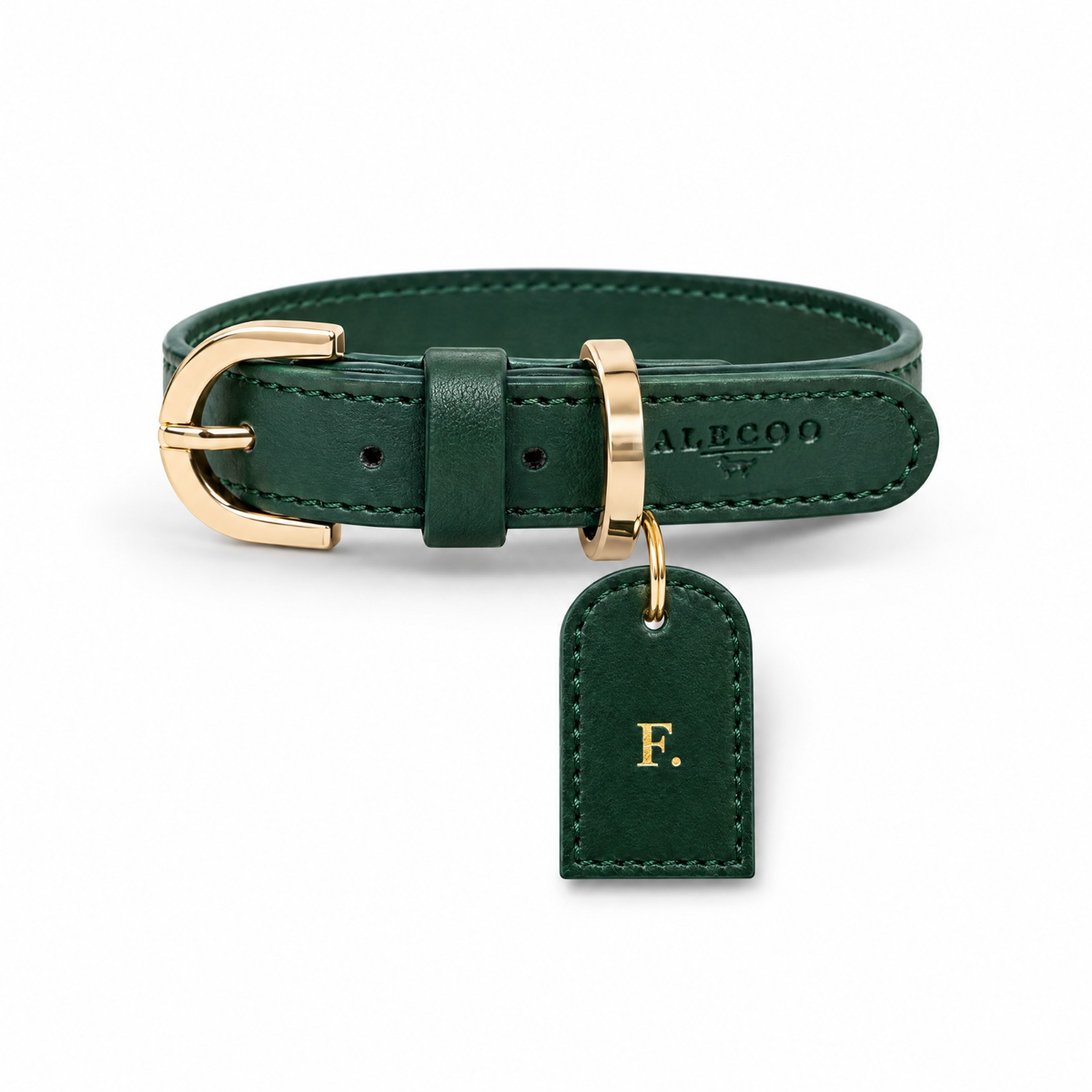 Buchstaben Tag Classy dark green von ALECOO am Hundehalsband Classy dark green
