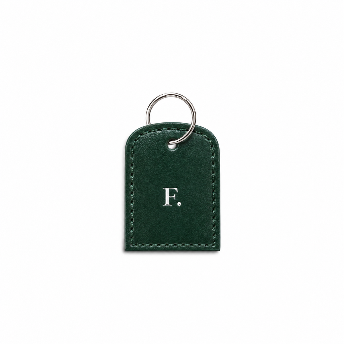Buchstaben Tag Classy dark green von ALECOO, Buchstabe in Silberfolie, silberner Ring