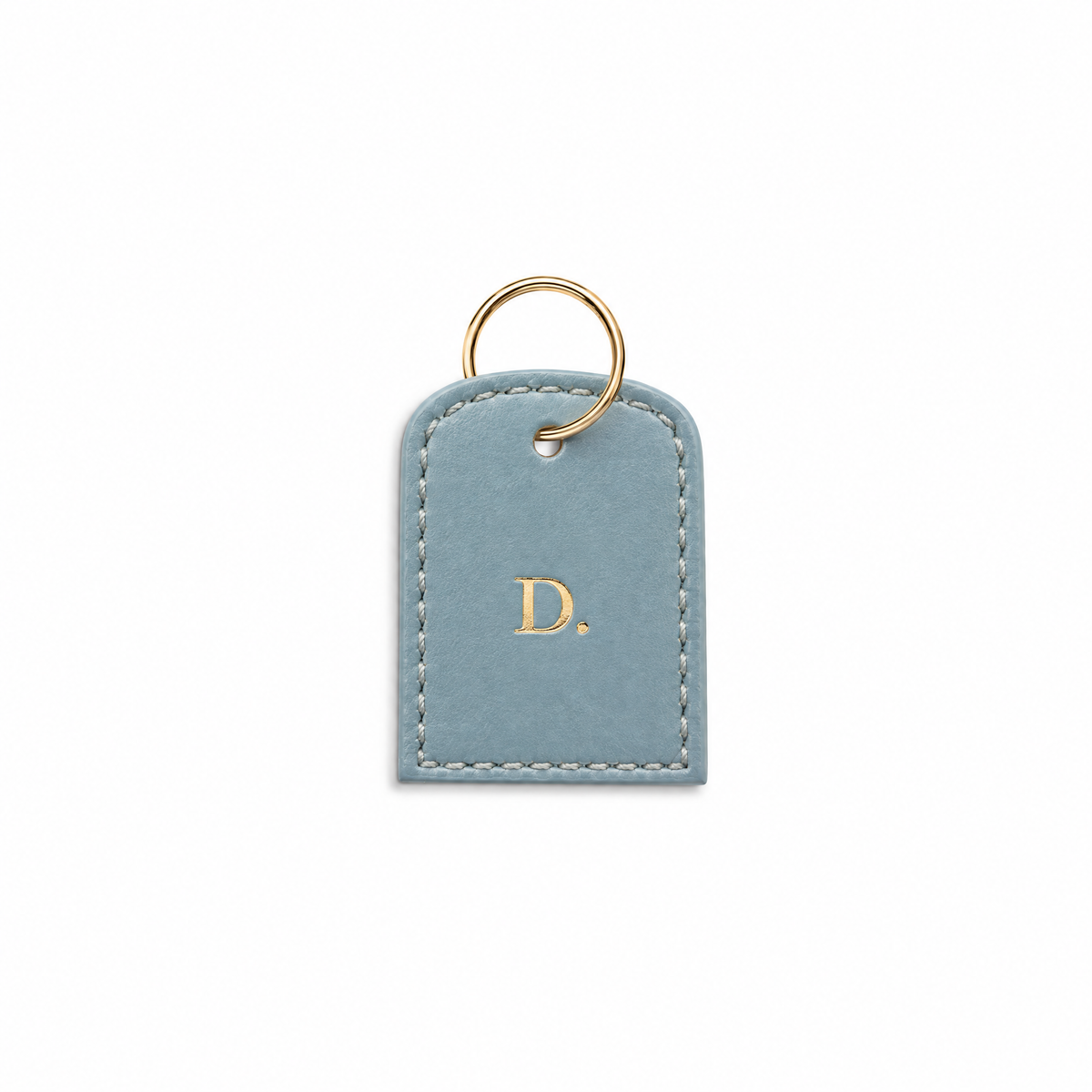 Buchstaben Tag Classy light blue von ALECOO, Buchstabe in Goldfolie, goldener Ring