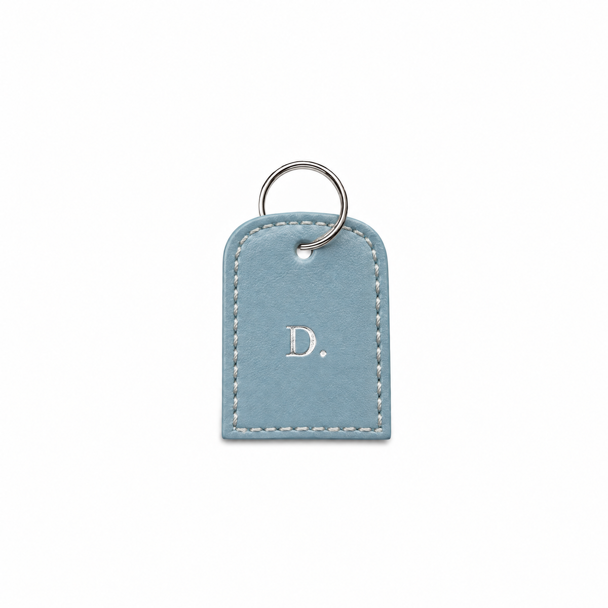 Buchstaben Tag Classy light blue von ALECOO, Buchstabe in Silberfolie, silberner Ring