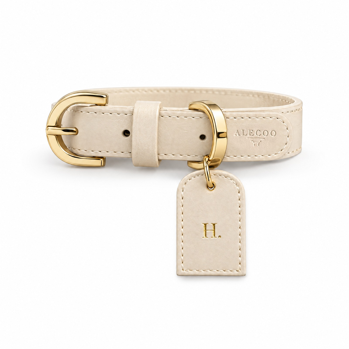 Buchstaben Tag Classy soft ivory von ALECOO am Hundehalsband Classy soft ivory