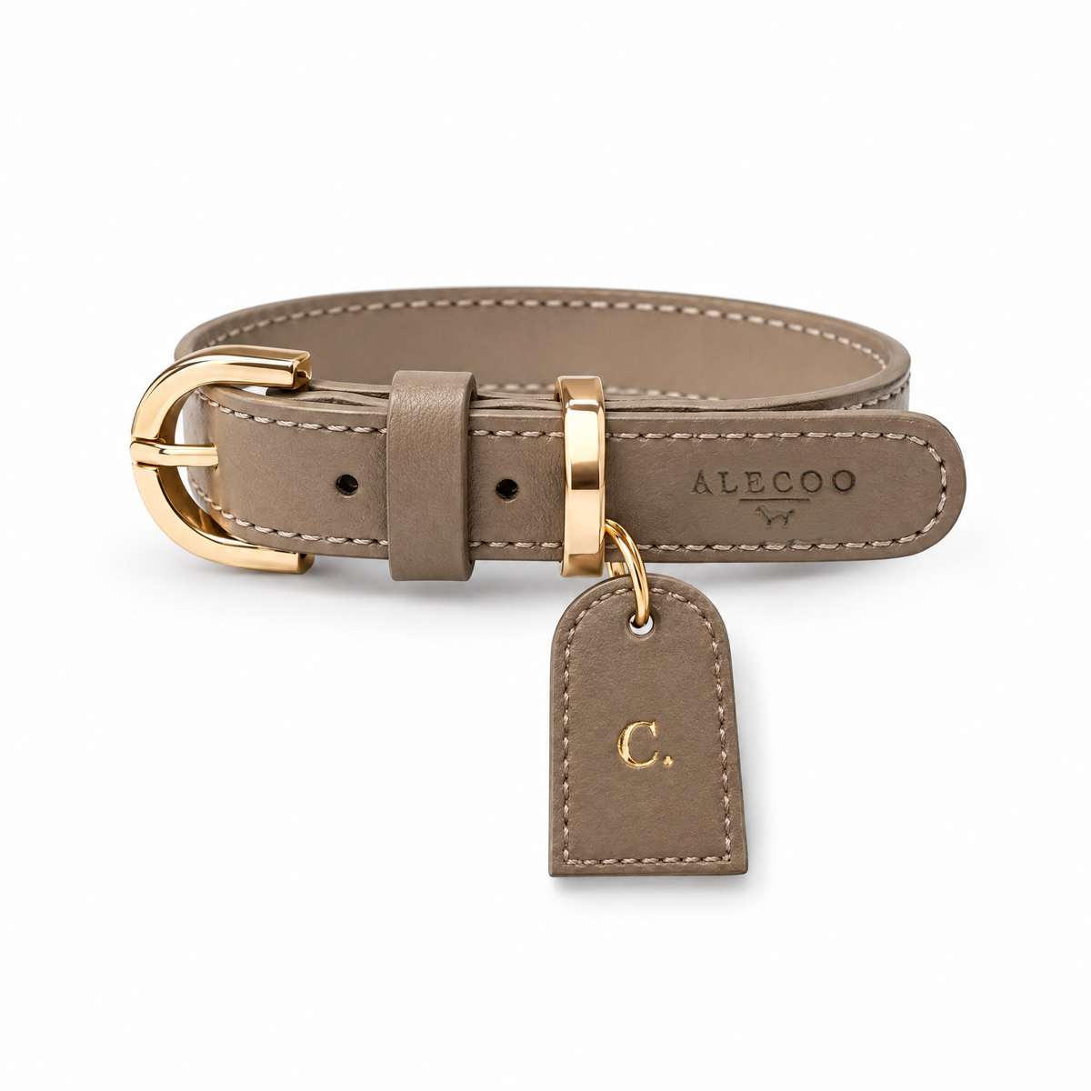 Buchstaben Tag Classy taupe von ALECOO am Hundehalsband Classy taupe
