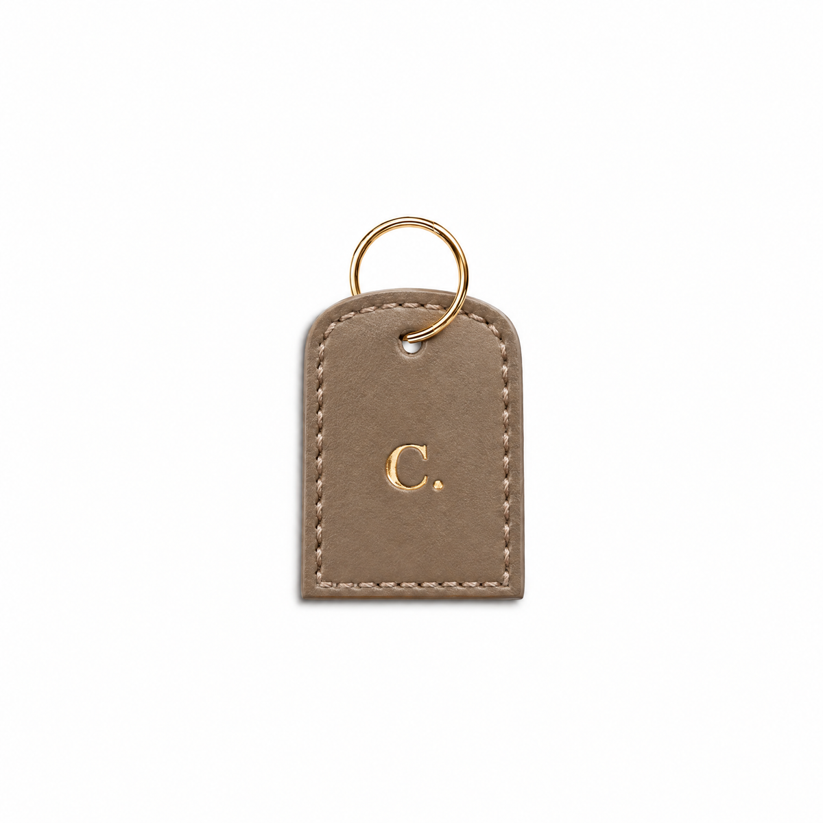 Buchstaben Tag Classy taupe von ALECOO, Buchstabe in Goldfolie, goldener Ring