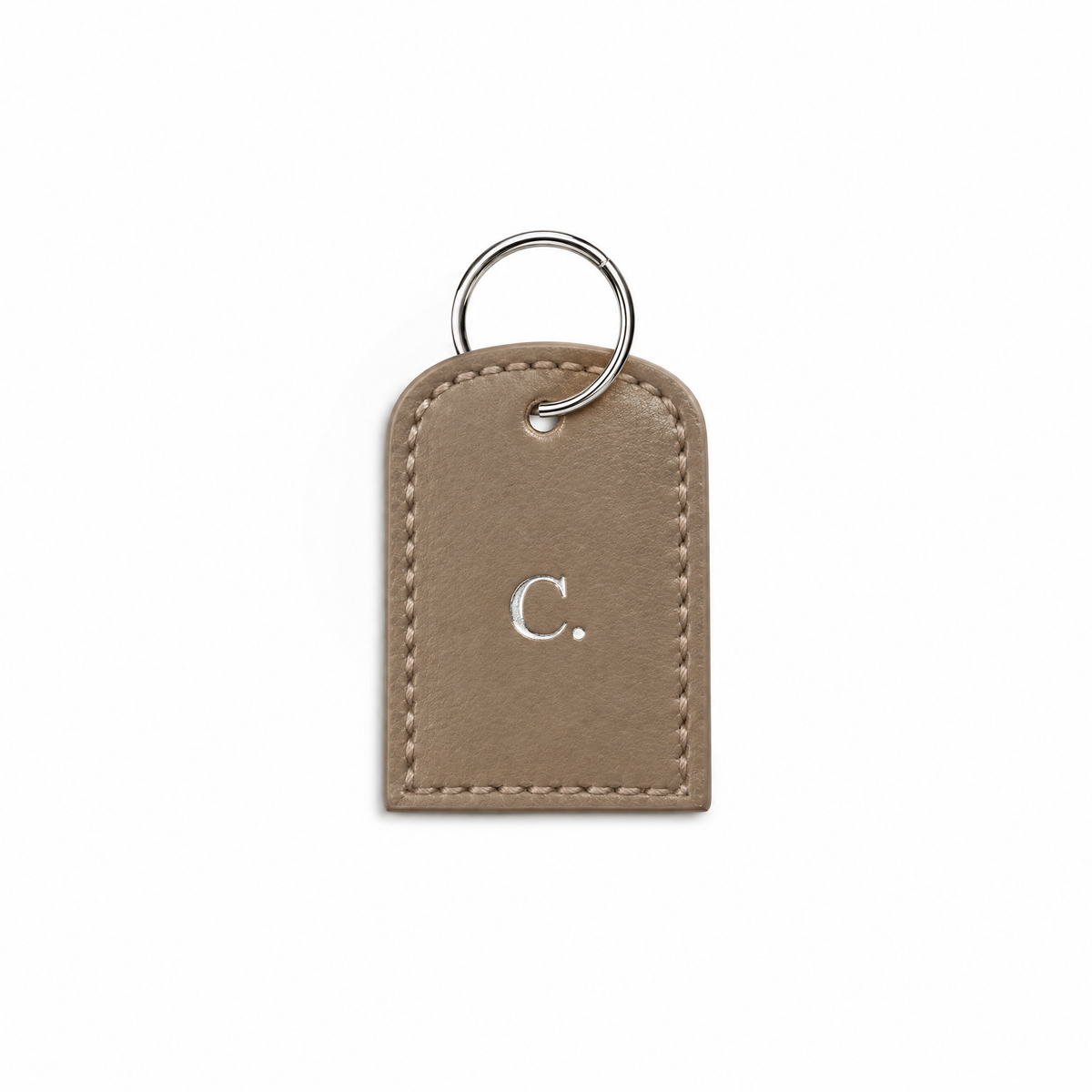 Buchstaben Tag Classy taupe von ALECOO, Buchstabe in Silberfolie, silberner Ring