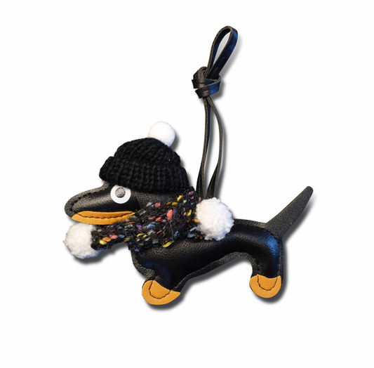 Dackel Taschenanhänger Franzl Winter - schwarz