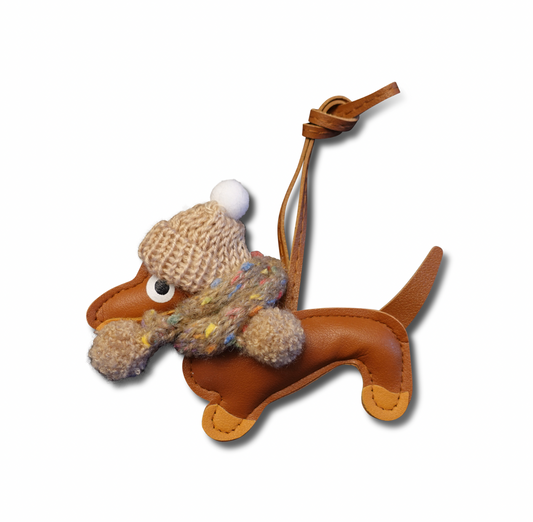 Dackel Taschenanhänger Franzl Winter - cognac