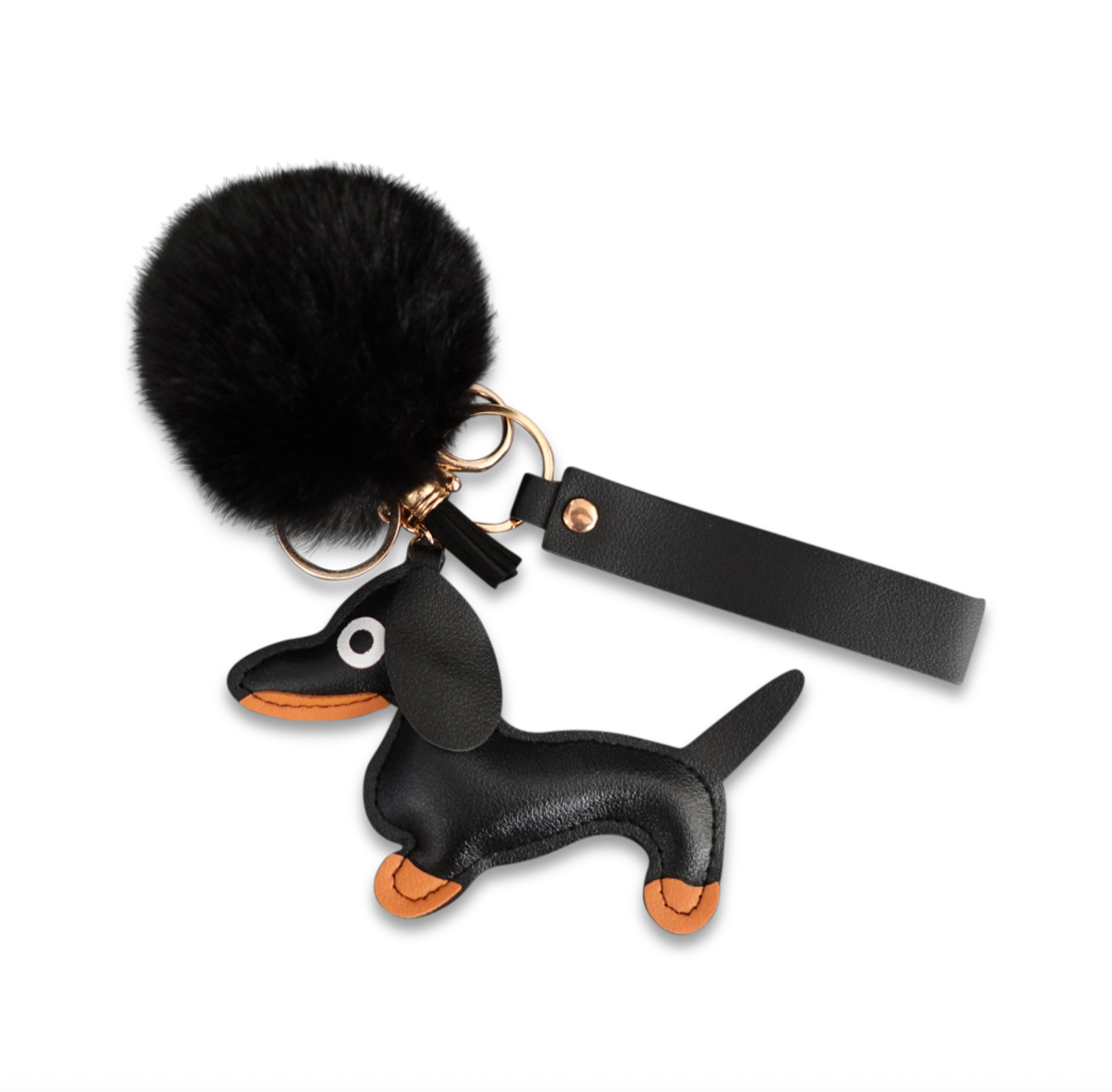 Dackel Schlüsselanhänger Franzl Flausch - schwarz
