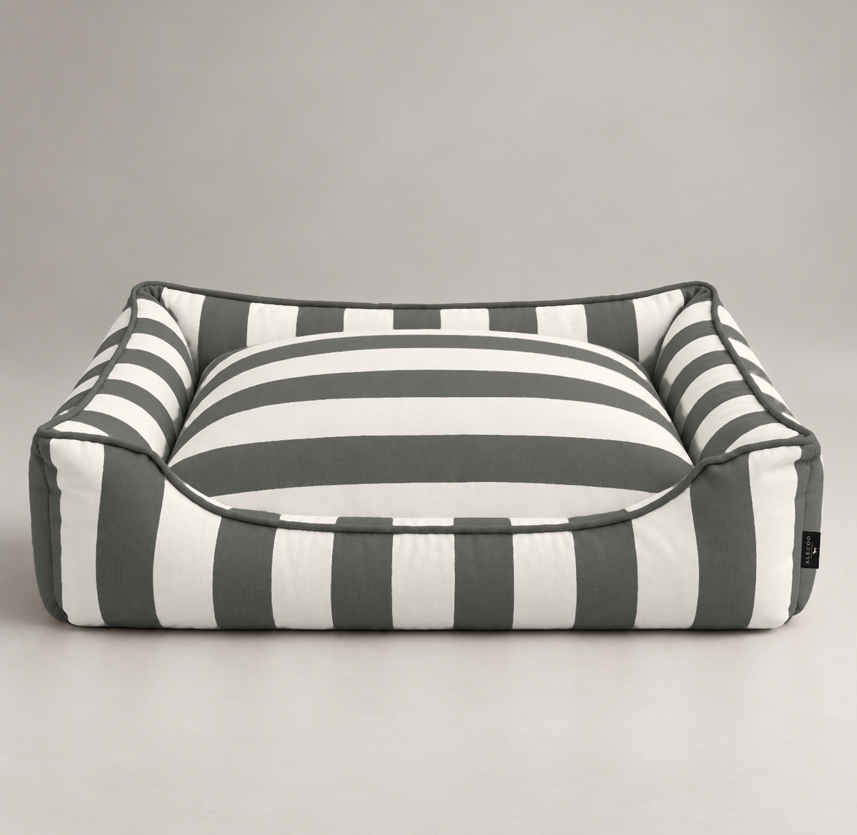 Dog bed Stripes dark grey by ALECOO against a light studio background