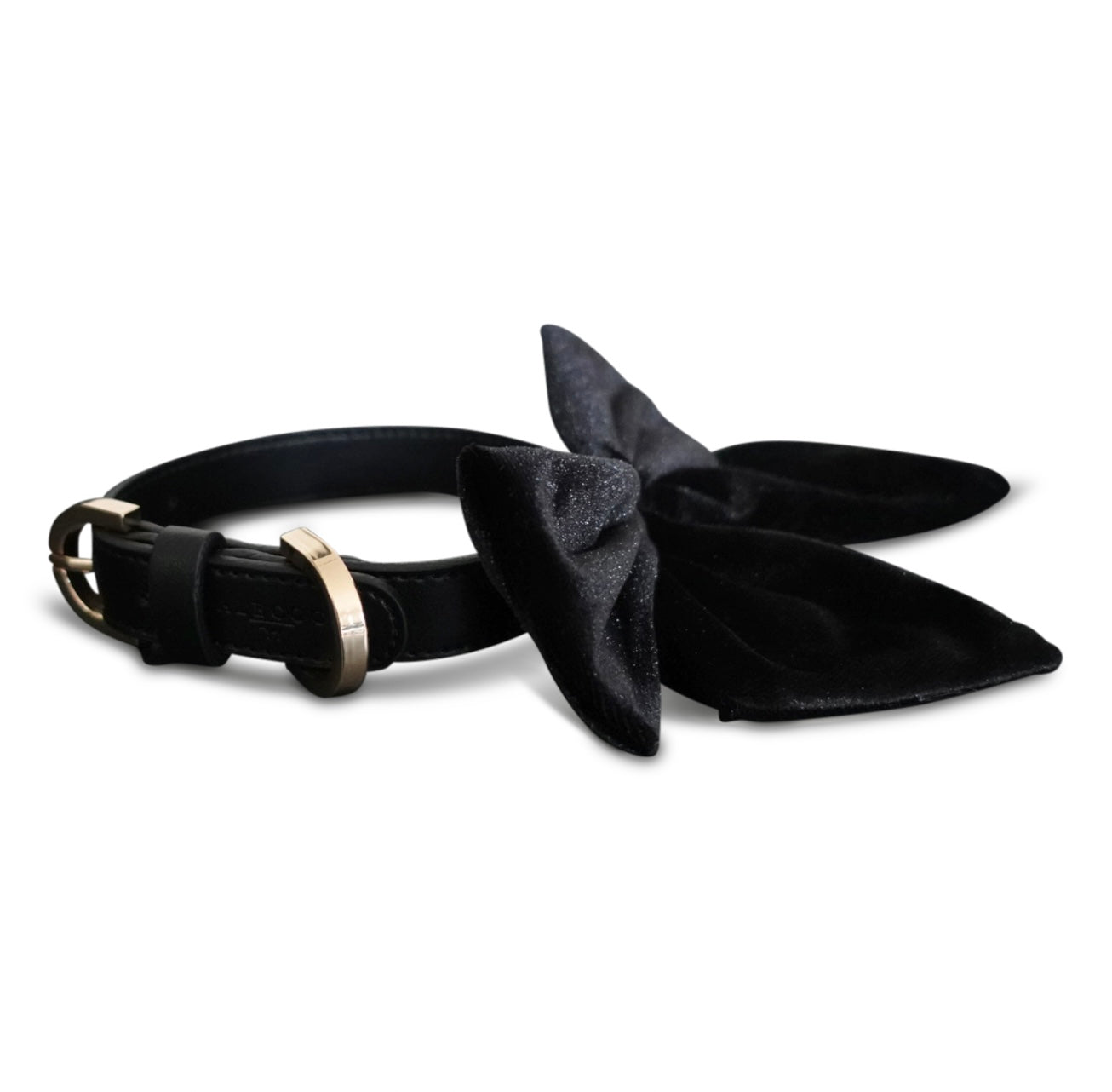 Hundehalsband velvet Bow -black
