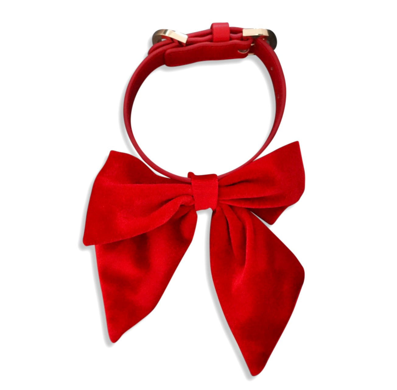 Hundehalsband velvet Bow - red