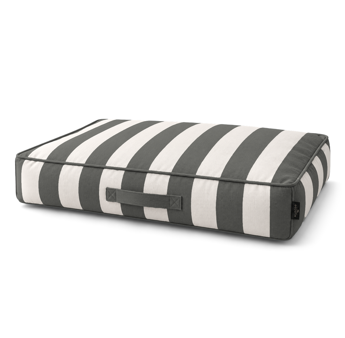 Dog mattress Stripes dark grey by ALECOO, grey and white stripes, with carry handle