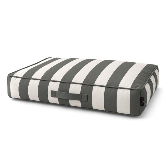 Hundematratze Stripes dark grey von ALECOO, grau-weiß gestreift, mit Tragegriff