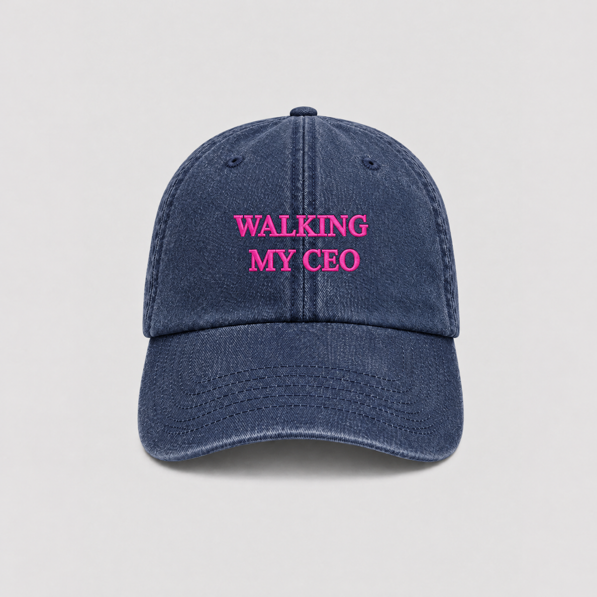 Cap Walking my CEO in Navy