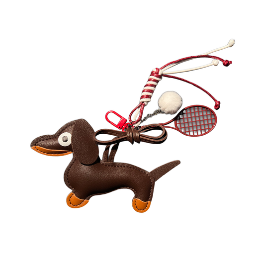 Dackel Anhänger Tennis burgundy