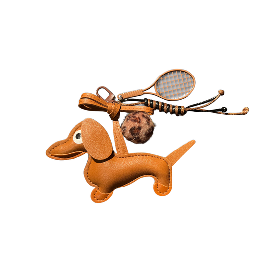 Dackel Anhänger Tennis cognac