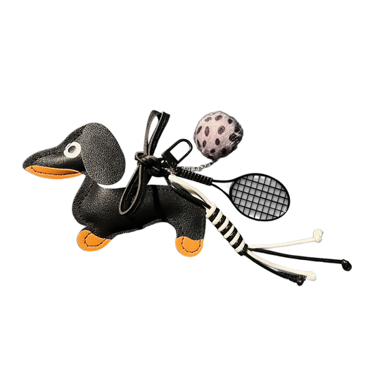 Dackel Anhänger Tennis black